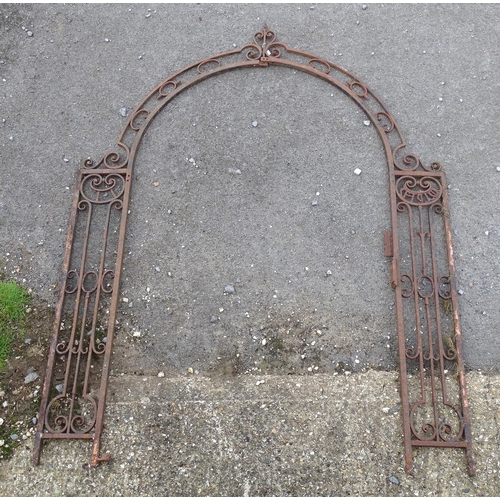 1597A - Garden & Architectural, Salvage: a late 19thC French wrought iron garden /gate arch, with reticulate... 