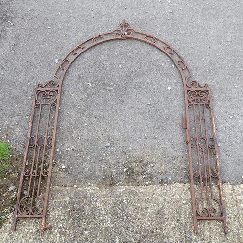 1597A - Garden & Architectural, Salvage: a late 19thC French wrought iron garden /gate arch, with reticulate... 