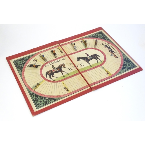 1478 - Toys: A late 19th / early 20thC mahogany games box / compendium with two tier fitted interior contai... 