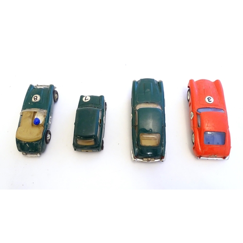 1485 - Toys: Four Tri-ang Scalextric model motor racing cars comprising Austin Healey 3000, Aston Martin DB... 