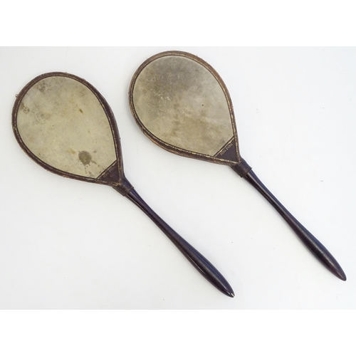 1496 - Toys: Two late 19th / early 20thC ping pong / whiff whaff / gossima paddles / bats.
With a J. Jacque... 