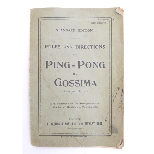 1496 - Toys: Two late 19th / early 20thC ping pong / whiff whaff / gossima paddles / bats.
With a J. Jacque... 