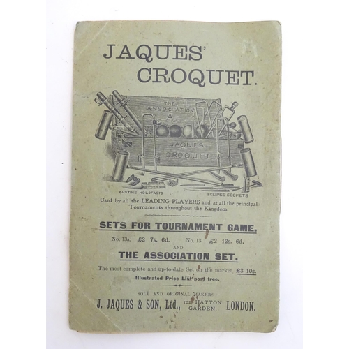 1496 - Toys: Two late 19th / early 20thC ping pong / whiff whaff / gossima paddles / bats.
With a J. Jacque... 