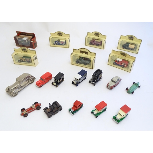 1501 - Toys: A quantity of assorted scale model cars/ vehicles to include Dinky Toys Maserati, no. 23N, Din... 