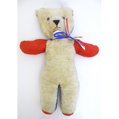 1502 - Toy: A Chad Valley 1953 Coronation red white and blue teddy bear. Approx. 25