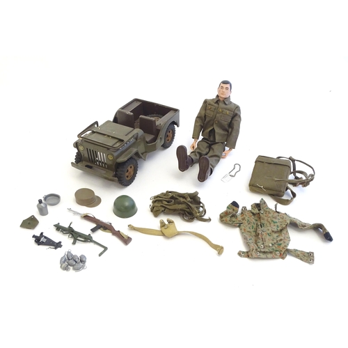 1505 - Toys: A Tonka Military / army Jeep truck, no. 251. Together with a Palitoy Action Man solider in uni... 