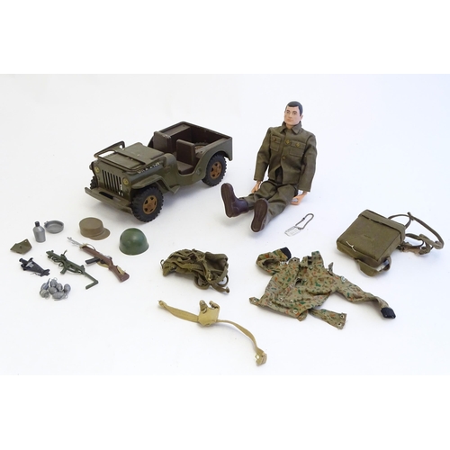 1505 - Toys: A Tonka Military / army Jeep truck, no. 251. Together with a Palitoy Action Man solider in uni... 