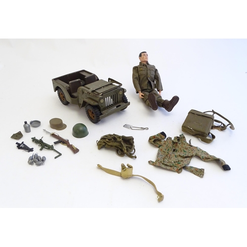 1505 - Toys: A Tonka Military / army Jeep truck, no. 251. Together with a Palitoy Action Man solider in uni... 