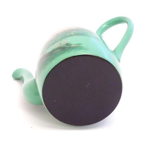 1516A - Toys: A Japanese green lacquer coffee wares comprising coffee pot, six cups and saucers and a rectan... 