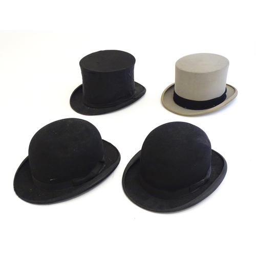 1556 - Vintage fashion accessories : Four assorted hats comprising two bowler hats by Lincoln Bennett, and ... 