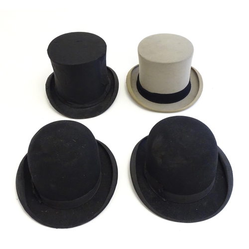 1556 - Vintage fashion accessories : Four assorted hats comprising two bowler hats by Lincoln Bennett, and ... 