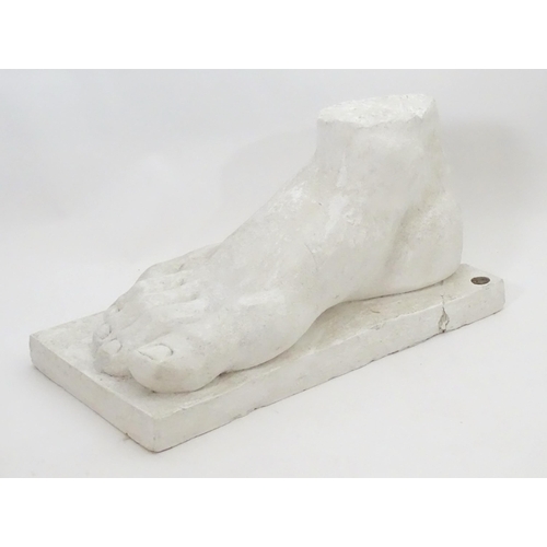 1466 - A 20thC plaster cast model of a right foot. With Aynhoe Park seal. Approx. 16