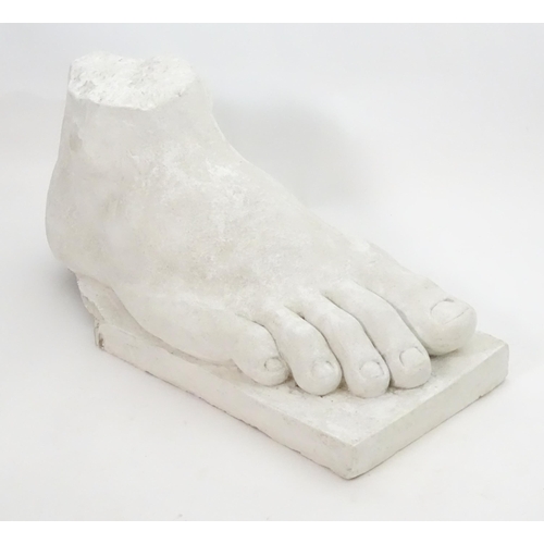 1466 - A 20thC plaster cast model of a right foot. With Aynhoe Park seal. Approx. 16