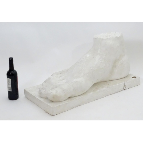 1466 - A 20thC plaster cast model of a right foot. With Aynhoe Park seal. Approx. 16