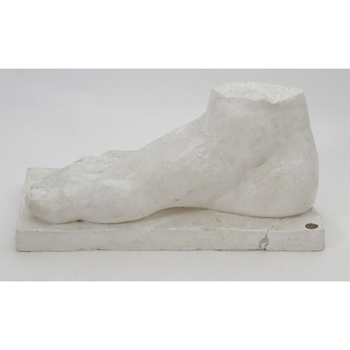 1466 - A 20thC plaster cast model of a right foot. With Aynhoe Park seal. Approx. 16