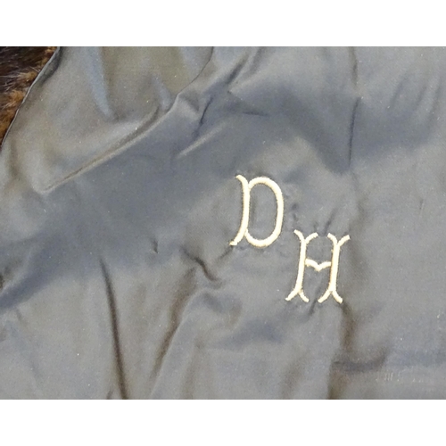 1550 - Vintage clothing / fashion: A 3/4 length vintage mink fur coat with embroidered initials inside 'DH'... 