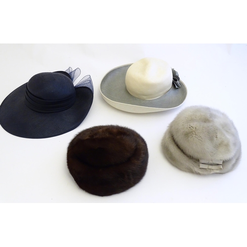 1559 - Vintage clothing / fashion: 2 vintage fur hats from Dickins and Jones and Panda in an original Dicki... 