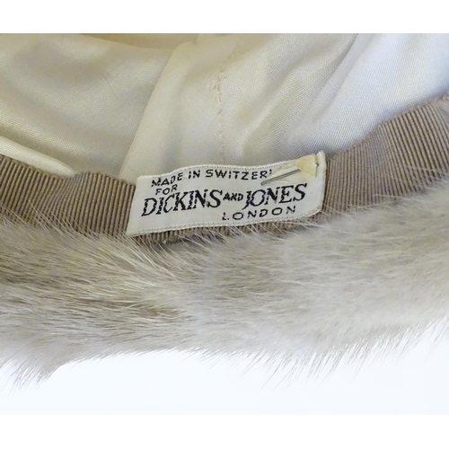 1559 - Vintage clothing / fashion: 2 vintage fur hats from Dickins and Jones and Panda in an original Dicki... 