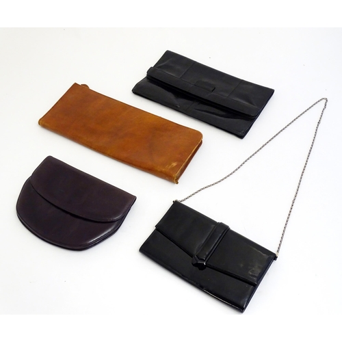 1569 - Vintage fashion accessories : Three 20thC leather ladies handbags / purses to include a 1980s Bally ... 