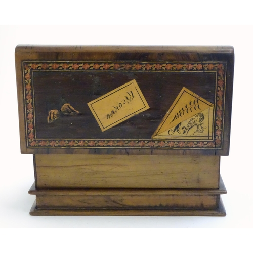 1196 - An early 20thC Italian Ricordo Sorrento ware puzzle jewellery box in the form of a collection of boo... 