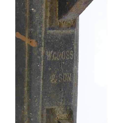 1461 - A Victorian cast iron billiards table iron by Burroughes & Watts. Together with W. Cross & Sons iron... 