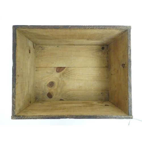 1465 - A 20thC wooden port wine box, marked Produce of Portugal 1946. Approx. 9 1/2