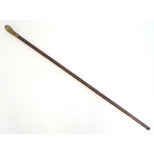 1470 - A 19thC walking cane / stick with horn handle. Approx. 35 1/4