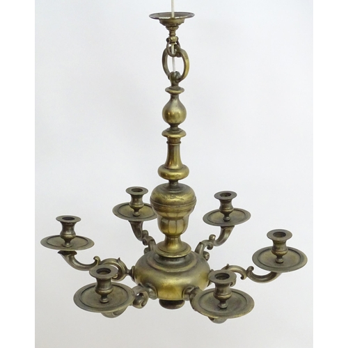 2237 - A late 19thC Dutch chandelier / electrolier, the pendant light with six scrolling branches. Approx 2... 