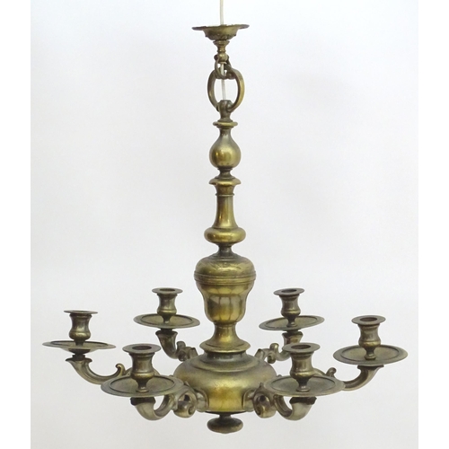 2237 - A late 19thC Dutch chandelier / electrolier, the pendant light with six scrolling branches. Approx 2... 