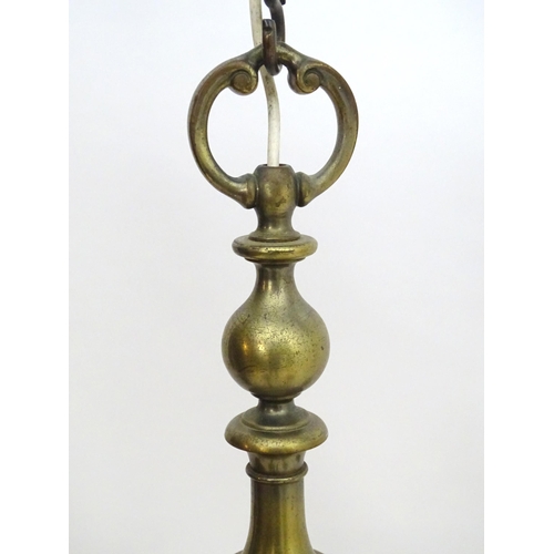 2238 - A late 19thC Dutch chandelier / electrolier, the pendant light with five scrolling branches. Approx ... 