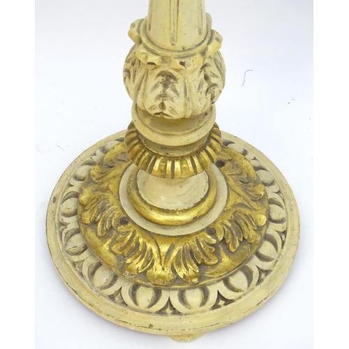 2244 - A mid - late 20thC Italian carved wood standard lamp with cream and gilt finish. Approx 65