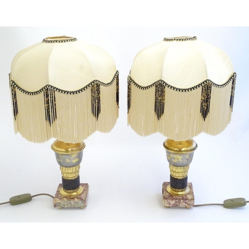 2249 - A pair of 20thC Art Deco style lamps. Approx 22