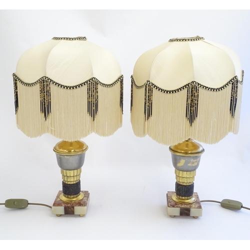 2249 - A pair of 20thC Art Deco style lamps. Approx 22