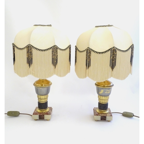 2249 - A pair of 20thC Art Deco style lamps. Approx 22