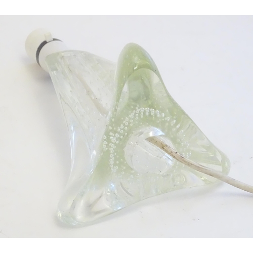 2257 - A Vintage retro glass lamp base with bubble inclusions. Approx 12