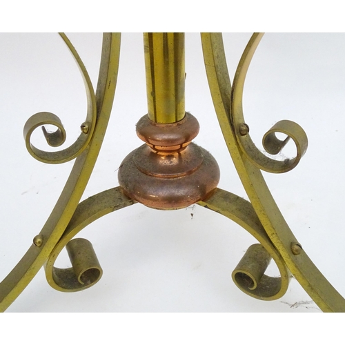 2261 - An 1891 Benham & Froud brass and copper tripod standard lamp in the manner of Dr C Dresser. bearing ... 