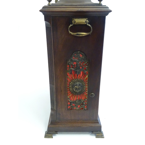 2282 - A mahogany cased bracket clock, the brass and enamel break arch dial signed ' Robt Wood , London ' a... 