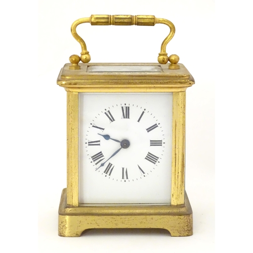 2291 - A 20thC five glass carriage clock, the white enamel dial set with Roman numerals. 5