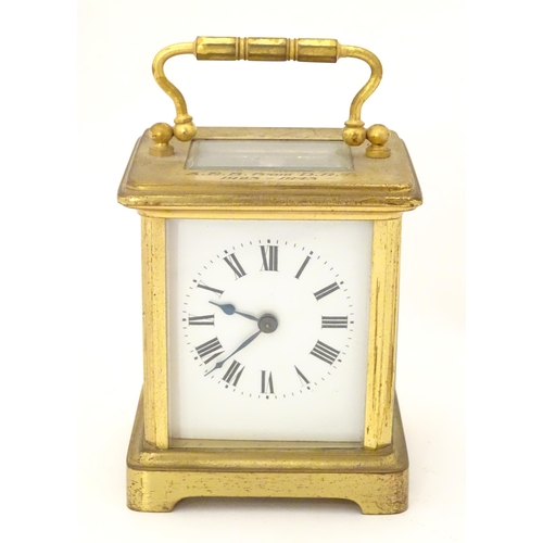 2291 - A 20thC five glass carriage clock, the white enamel dial set with Roman numerals. 5