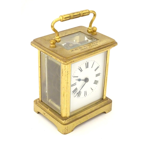 2291 - A 20thC five glass carriage clock, the white enamel dial set with Roman numerals. 5