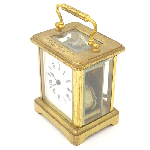 2291 - A 20thC five glass carriage clock, the white enamel dial set with Roman numerals. 5