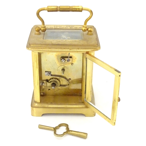 2291 - A 20thC five glass carriage clock, the white enamel dial set with Roman numerals. 5