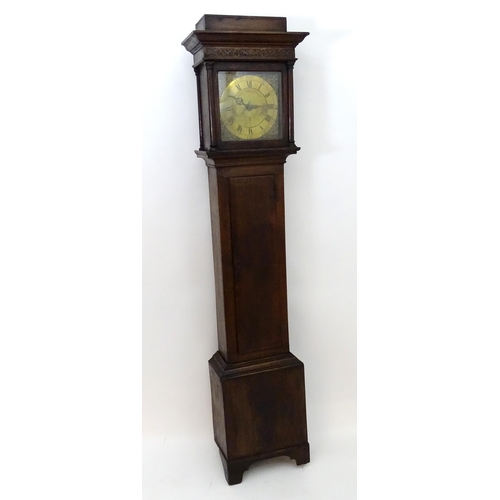 2292 - James Bucknell, Crediton, Devon : An 18thC oak cased longcase clock with 30 hour movement and brass ... 