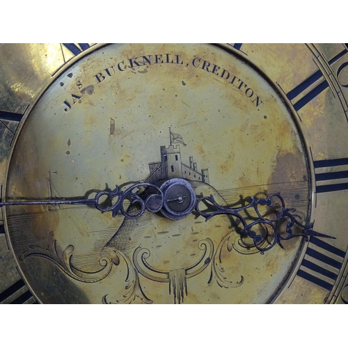 2292 - James Bucknell, Crediton, Devon : An 18thC oak cased longcase clock with 30 hour movement and brass ... 