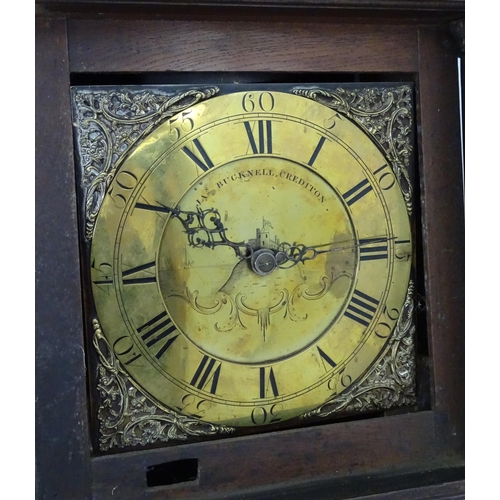 2292 - James Bucknell, Crediton, Devon : An 18thC oak cased longcase clock with 30 hour movement and brass ... 