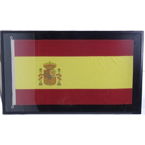50 - A late 20thC Spanish Flag (Rojigualda , Bandera de Espana ), within a shadow box frame measuring 59 ... 