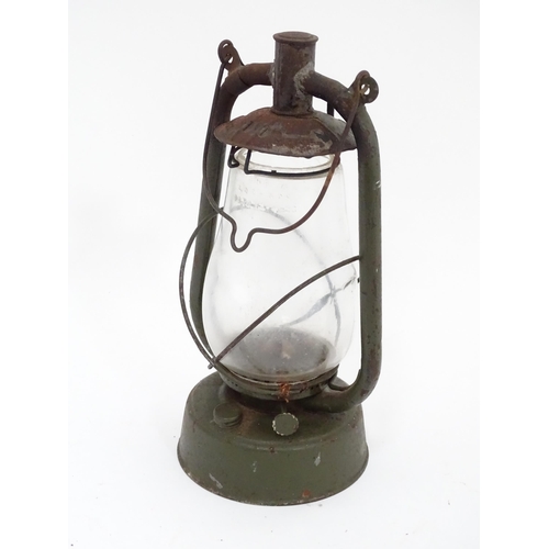 49 - Wartime oil lamp /  hurricane lamp by Sherwoods of Birmingham