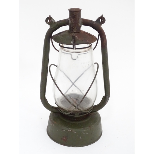 49 - Wartime oil lamp /  hurricane lamp by Sherwoods of Birmingham