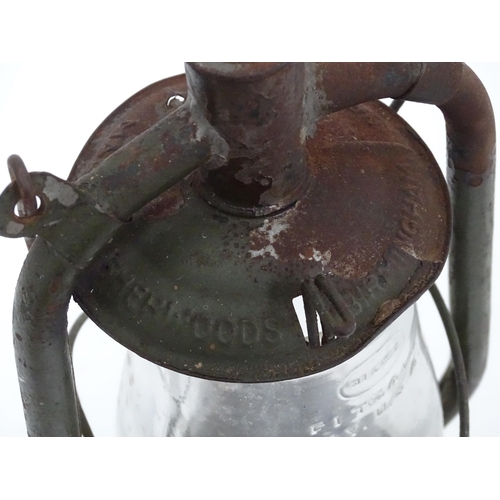 49 - Wartime oil lamp /  hurricane lamp by Sherwoods of Birmingham