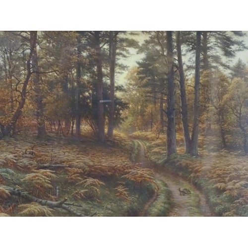 58 - WITHDRAWN FROM AUCTION. After Joseph Farquharson , a print, woodland scene with rabbits